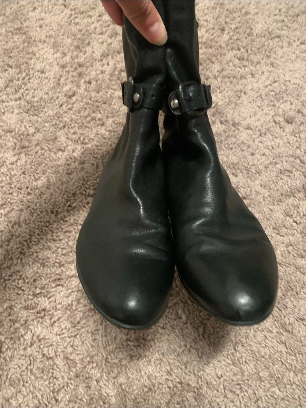 Stuart Weitzman Nappa Slouchy Wedge Boots Black